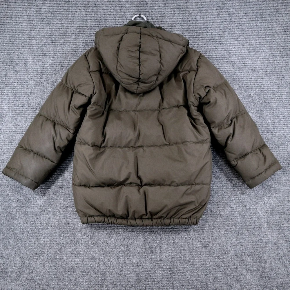 Polo Ralph Lauren Puffer Jacket Kids 7 Green Down Filled Hooded Winter Coat